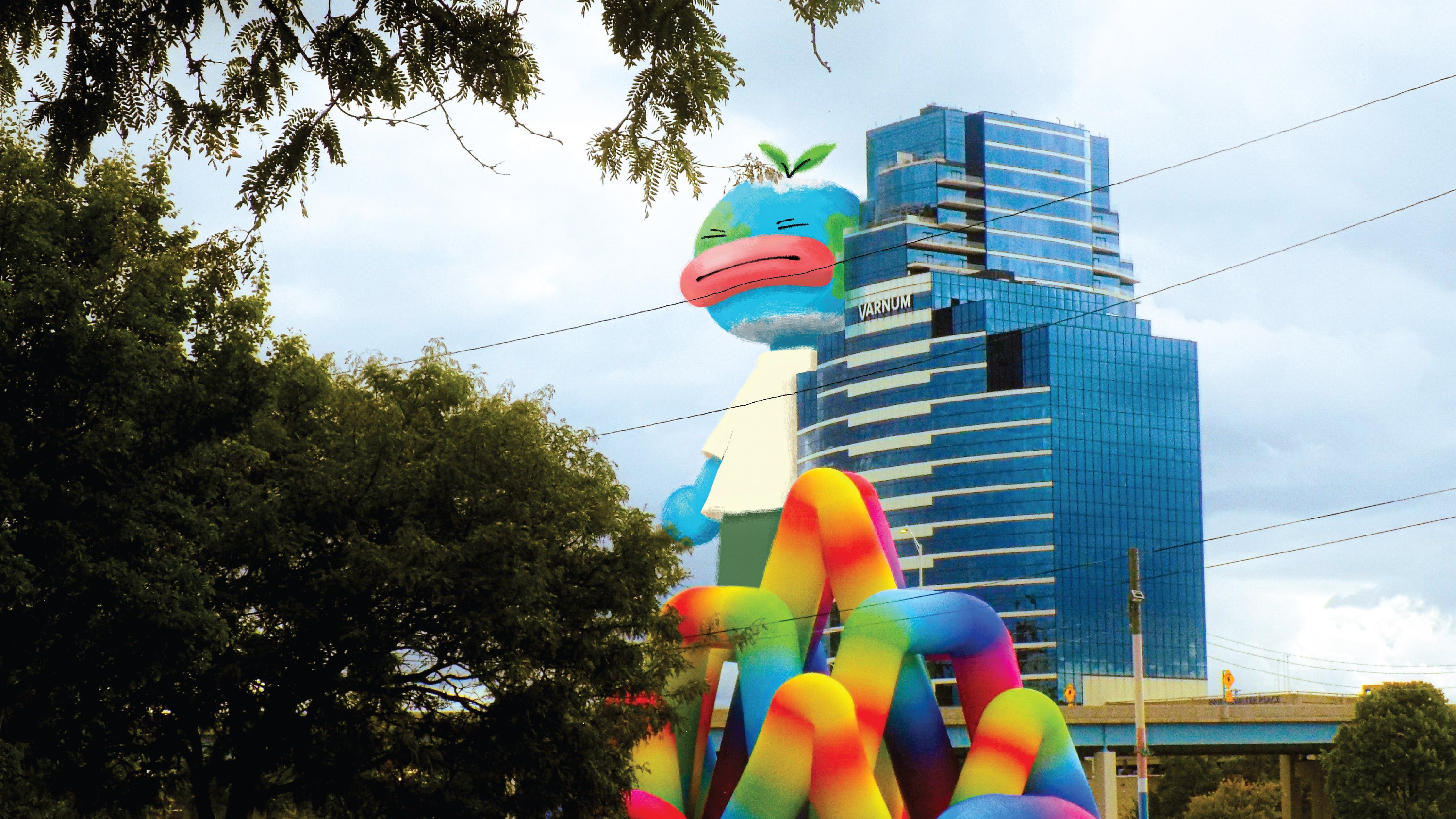 Data points on top of landscape